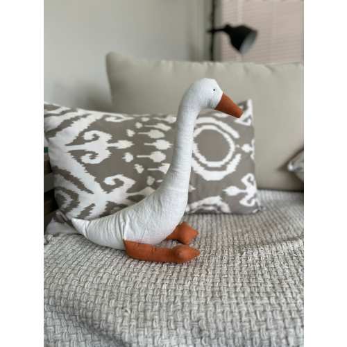 Handmade Heirloom Linen Goose Stuffed Animal, Toddler & Baby Gift, Nursery Decor, Baby Shower Gift