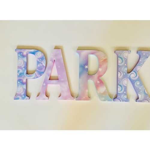 Wood Letters-Nursery Decor- Pink, Purple & Blue- Galaxy,Space Themed- Price Per Letter-