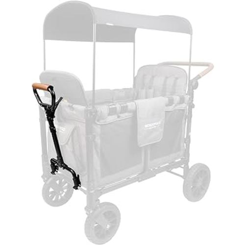 WONDERFOLD Stroller Wagon Pull Handle Featuring Vegan Leather Cover for Comfortable Grip, Three Adjustable Heights, and Carriage Attachment Buckle (Compatible with W-Series Models Only)