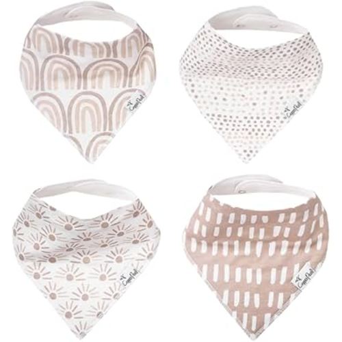 Copper Pearl 4 Pack Soft Cotton Baby Bibs for Drooling and Teething, Absorbent Drool Bibs for Baby Girl and Boy, Adjustable to Fit Newborns to Toddlers, Tons of Styles (Bliss)