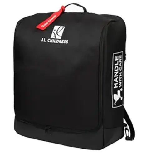 J.L. Childress Padded Compact Travel Stroller Bag for Airplane - Fits Most Compact-Fold Single Baby Strollers, AirTag Compatible, Black, Expands from 21"W x 23"H x 7"D to 21"W x 23"H x 11"D