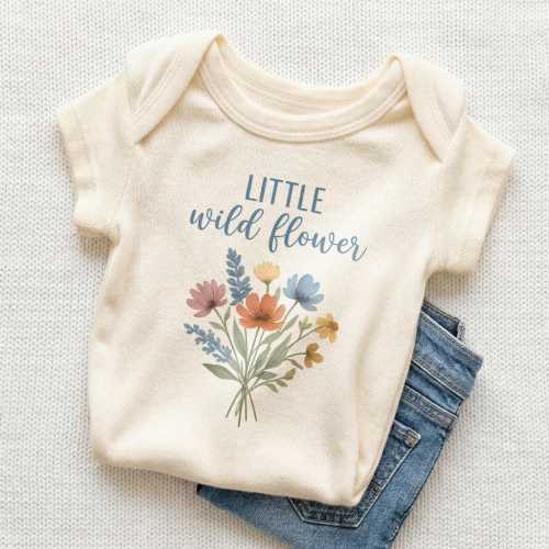Little Wild Flower Baby Onesie - Cute Wildflower Floral Bodysuit
