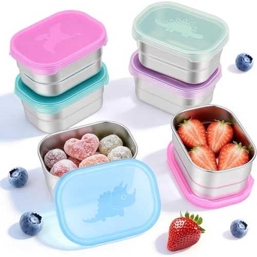 6-Pack 8oz Small (1 CUP) Stainless Steel Snack Containers - 230mL Leakproof Food Containers with LFGB Certified Lids, Stackable Metal Snack Box for Home, Work, Travel