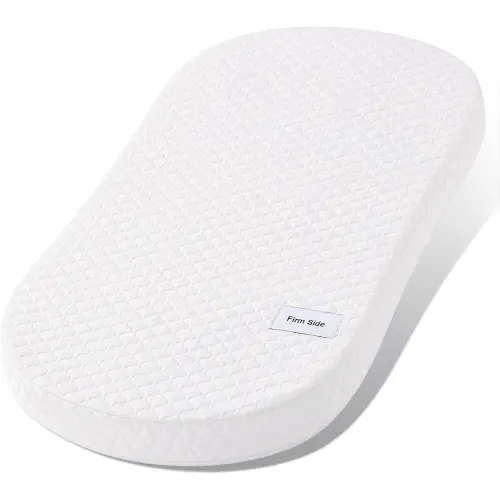 Pro Goleem Baby Bassinet Mattress Pad 30"x18" Peanut Hourglass, Waterproof Soft Cover Gel Memory Foam, Dual Side Cradle Mattress Fit Halo BassiNest Bassinet Series
