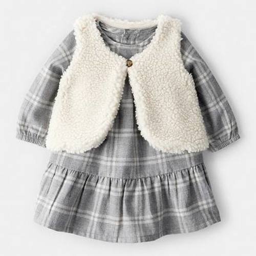 Baby Girl Carter's 2-Pc. Plaid Sherpa Vest & Dress Set