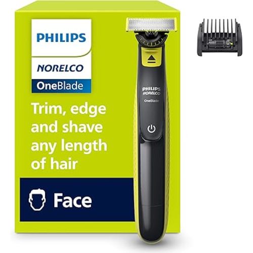 Norelco Philips OneBlade 360 Hybrid Face, Electric Beard Trimmer and Shaver, with 360 Blade Technology, 1x 360 Blade for Face, 5in1 Adjustable Comb, Model QP2724/90