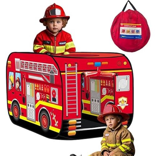 Pop Up Tent Kids: Fire Truck Tent, Pop - Up Playhouse Toy Suitable, Playhouse Toy Play Tents for Kids Aged 1-3 Years Old Boys and Girls(Fire Truck)