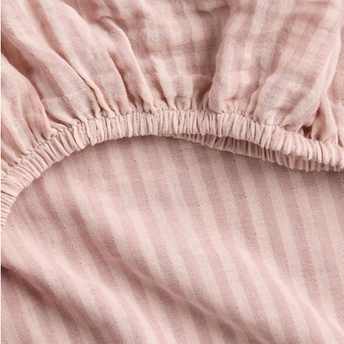 Supersoft Lilac Rose Striped 100% Organic Cotton Gauze Baby Crib Fitted Sheet