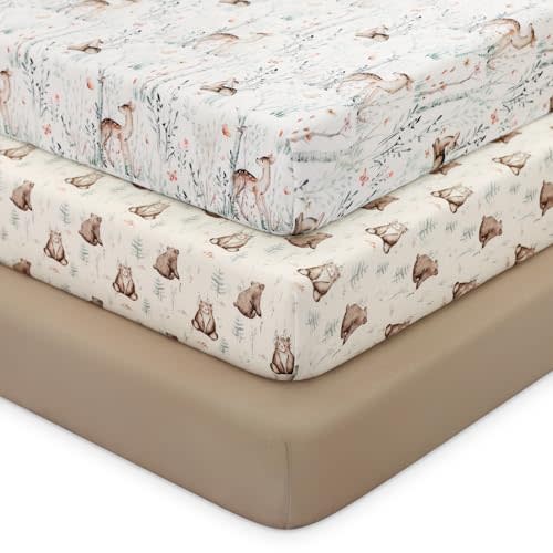 Looxii Baby Crib Sheets for Boys Girls, 3 Pack Fitted Crib Sheet for Standard Crib and Toddler Mattress, Ultra Soft Breathable Microfiber Baby Sheet 52x28x8in