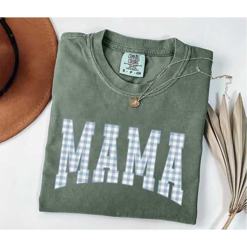 Comfort Colors Gingham Mama Shirt | Cute Mama Shirt | Mother's Day Gift for New Mom | Checkered Mom Crewneck | First Time Mom Gift