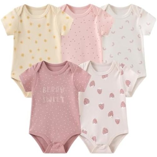 JELYLOVE Unisex 5-Pack Baby Boy Girl Bodysuits New Born Boy Girl Clothing