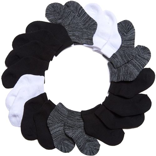Nuby Infant Boys Basics 10-Pack Half Cushion Low Cut Baby Socks