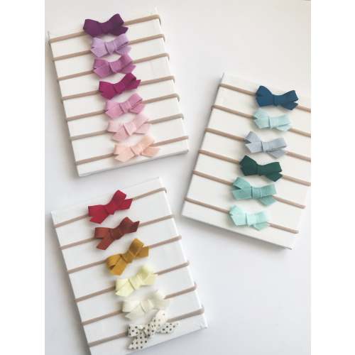 You pick 3 merino wool baby bow nylon headbands or clip newborn toddler infant girls women’s tiny mini small little colors