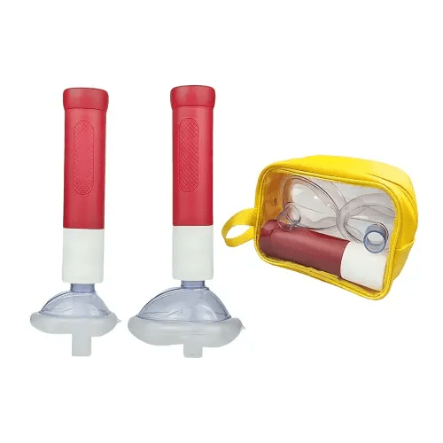 Clears Respiratory Fluids/Objects 2 Sizes (Kids 5+/Adults) Suction Device for Choking Hazards Lightweight w/Carry Bag (High Visibility Red)