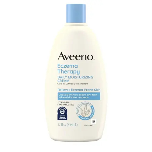 Aveeno Eczema Therapy Daily Moisturizing Cream for Eczema-Prone Skin with Colloidal Oatmeal & Ceramide, Fragrance-Free, Steroid-Free, Soothes Dry, Itchy Irritated, Sensitive Skin 12 fl oz