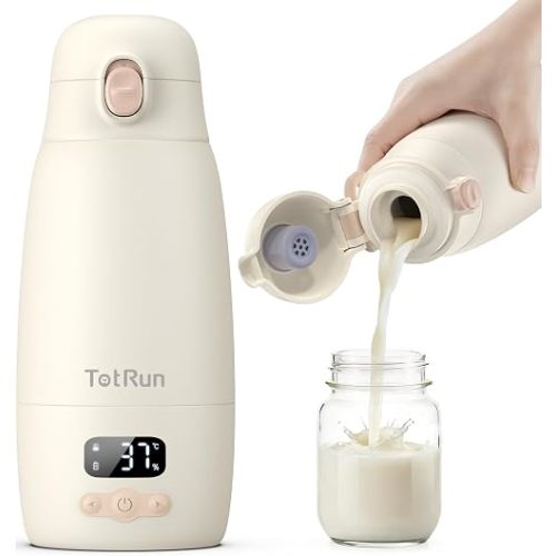 TotRun Portable Bottle Warmer for Travel & Night, Cordless Baby Milk Warmer Cup, Portable Milk Warmer with Fast Heating, Wide-Range Temperature Control (98–212°F), 17.5oz Large Capacity, Keep Warm 32H