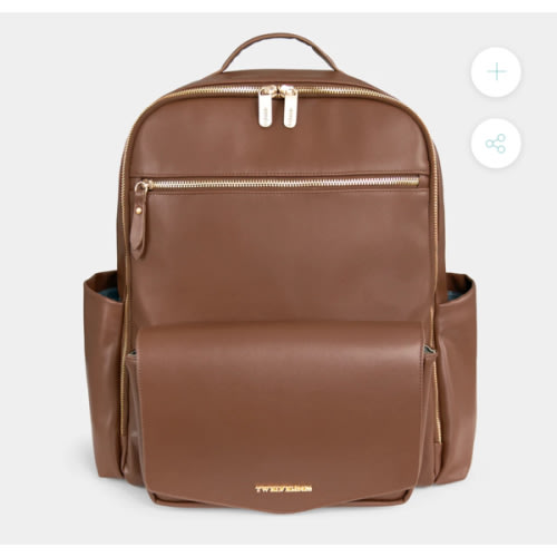 Peek-A-Boo Vegan Leather Diaper Bag Backpack 2.0 in Toffee