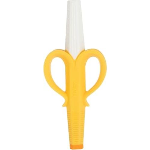Nuby Banana Hollow Tube Silicone Teething Toy - Gum Massaging Baby Teething Relief Toy for 3+ Months