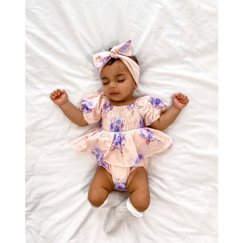 Lavender Rose Baby Girl Pink Floral Cotton Romper