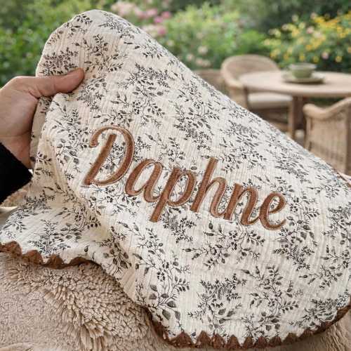 Personalized Wildflower Baby Blanket, Custom Name Embroidered Stroller Blanket, Baby Shower Present, Soft Infant Crib Blanket,Floral Blanket