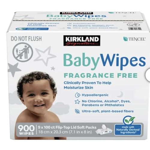 Kirkland Signature Baby Wipes, Unscented Ultra Soft, 900 Count