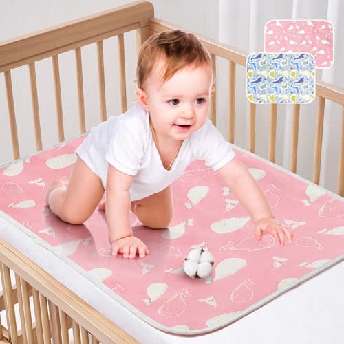 2 Pcs Baby Diaper Changing Pad, Maveek 19.7'' X 27.6'' Newborns Waterproof Diaper Pad Reusable Nappy Multi Function Washable Mat for Home and Outdoor(Pink&Blue)