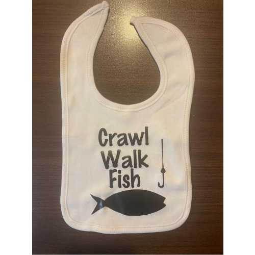 Crawl Walk Fish - Fishing Baby Bib - Infant Clothes Clothing - Future Fishermen - Shower Gift Present