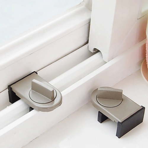 Adjustable Door Window Lock Stopper Wedge with Rubber Covered for Sliding Window,Sliding Security Window Lock,Protection Lock for Kids Children (Bronze, Pack of 2)
