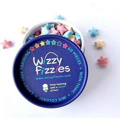 Wizzy Fizzies™ Potty Training Rewards Toilet Fizzies, Non-Food, STEM-Based Method that uses Imagination Play, 60 Colorful Stars, Non-Toxic, Girls & Boys, Fun Things for Kids & Parents