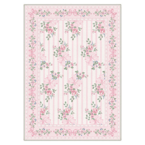 Red Barrel Studio® Bloomere Floral Machine Washable Floral Bow / Petal Blush Indoor Area Rug With Non-Slip Backing | Wayfair