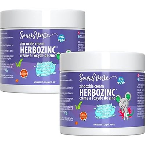Souris Verte Herbozinc Zinc Oxide Diaper Rash Cream – Made in Canada (2-pack)