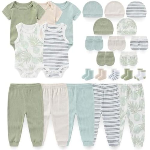 Kiddiezoom Newborn Baby Layette Essentials Giftset Clothing Set Short-Sleeve Bodysuit And Long Pants