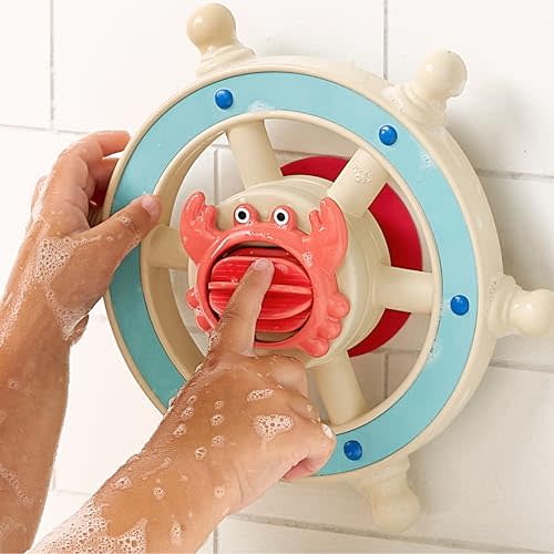 Itzy Ritzy Bath Toy Steering Wheel, Rotating Suction Cup Tub Toy 6M+ (Crab) | 360 Rotating Steering Wheel with Strong Suction Cup Base & Easy-Grip Handles for Fine Motor Skills and Imaginative Bath Play