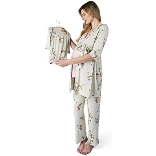 5 Piece Maternity and Nursing PJ Pant Set for Mom and Baby