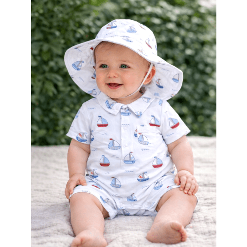 Polo Shortie, Bubbly Sailboats Blue