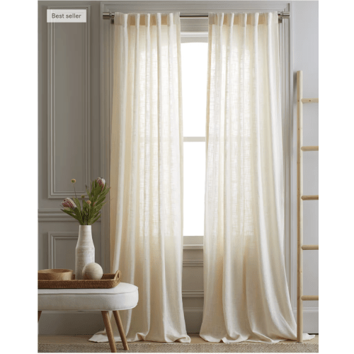 Cotton Sheer Curtain Set (Set of 2) in ivory