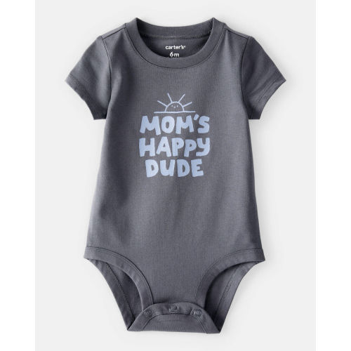 Baby Boy 'Mom's Happy Dude" Short-Sleeve Graphic Bodysuit - Grey - Carter's | Carter's
