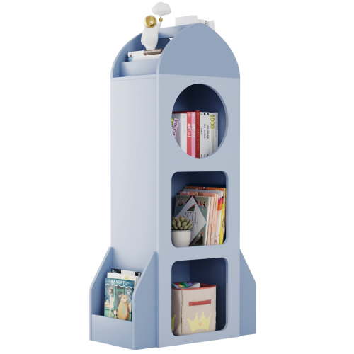 Arlopu 3-Tier Kids Bookshelf and Toy Storage Kids Wood Bookcase with Side shelves for Playroom, Bedroom, Nursery, School