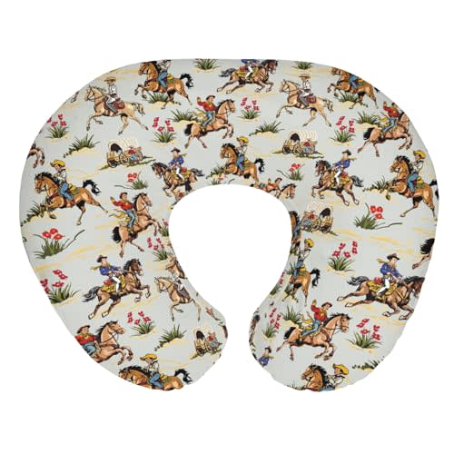 Vintage Cowboy Floral Nursing Pillow Covers for Boy Girl Western Cowboy Horse Nursing Pillow Slipcovers for Breastfeeding Pillows Wild West Desert Soft Stretchy Removable Covers for Newborn Infant