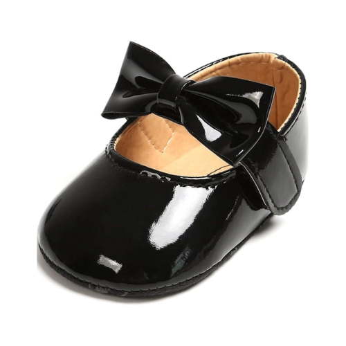 Infant Newborn Toddler Baby Girls Shoes Mary Jane Flats Bowknot Design Anti-Slip Soft Sole PU Leather Moccasins for Prewalkers Birthday Wedding Crib Shoes
