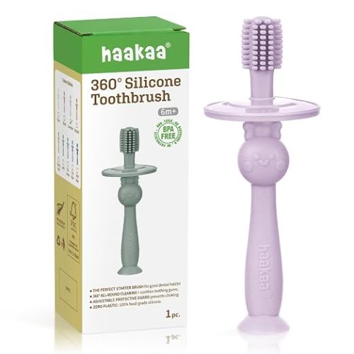 haakaa 360° Baby Toothbrush with Suction Base - Lavender