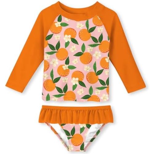 Toddler Girls Swimsuit Rashguard Set Summer Beach Breathable Tankini with UPF 50+ Sun Protection 2-8T