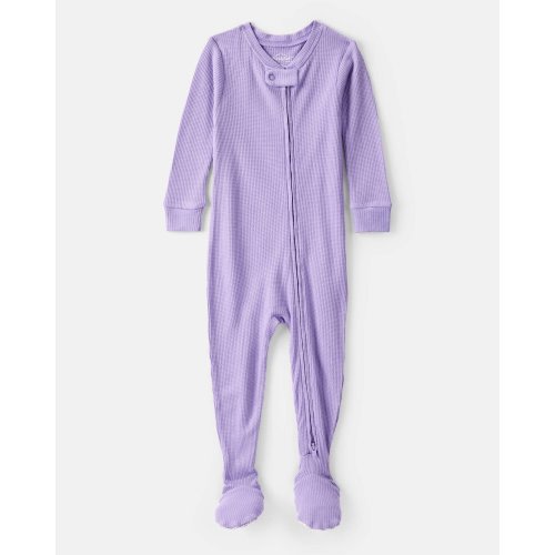 Baby Girl PurelySoft Long-Sleeve 2-Way Zip 1-Piece Pajamas - Purple | Carter's