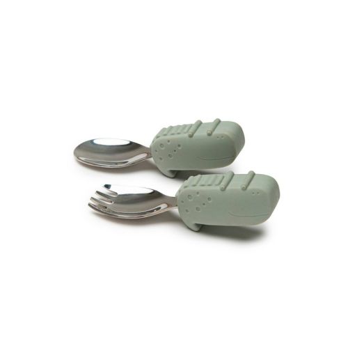 Loulou Lollipop 2pk Toddler Learning Spoon/Fork Set - Alligator