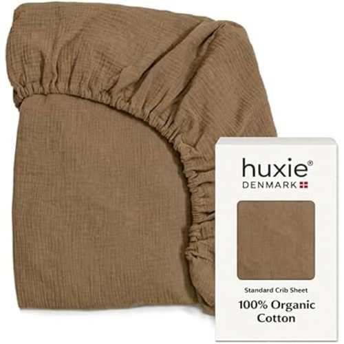 Crib Sheets – Organic Cotton Muslin Fitted Crib Sheet – Standard Size for Baby Boy and Baby Girl 28" x 52" Ultra-Soft and Breathable. (Natural)