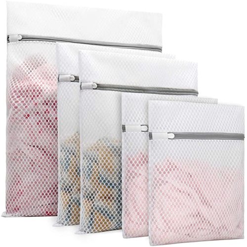 Muchfun 5Pcs Durable Honeycomb Mesh Laundry Bags for Delicates (2Large, 3Medium)
