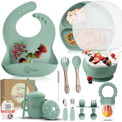 Silicone Baby Feeding Set, 17-Piece Baby Weaning Set BPA-Free