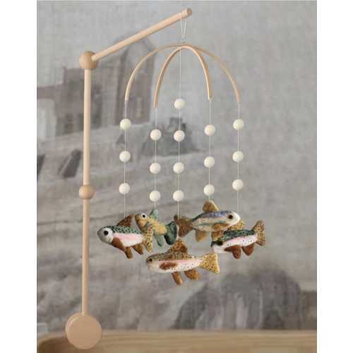 Needle Felted Trout Baby Mobile: Fishing . Lake Nursery . Lake House . Salmon . Bass . Country Boy