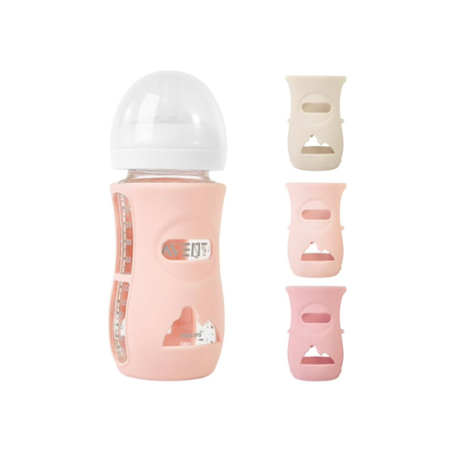3 Pack Silicone Sleeves for Philips Avent Natural Glass Baby Bottles, Anti Breakage Baby Bottle Holder for Baby Girls, Compatible with Philips Avent Glass Natural Baby Bottle, 8 oz