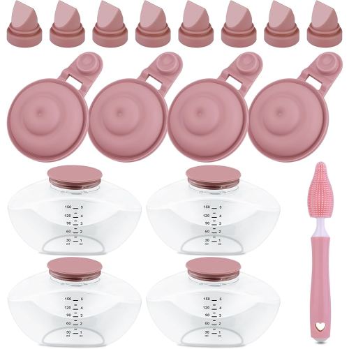 Kearnybo Replacement Parts Kit for Momcozy M9 Wearable Breast Pump – Includes 4pcs Breastmilk Container, 8pcs Duckbill Valves, 4pcs Membranes & Cleaning Brush, BPA-Free, Easy to Clean